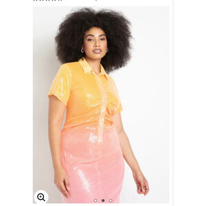 Women's ELOQUII Plus Size 32 Ombre Sequin Short Sleeve Dress